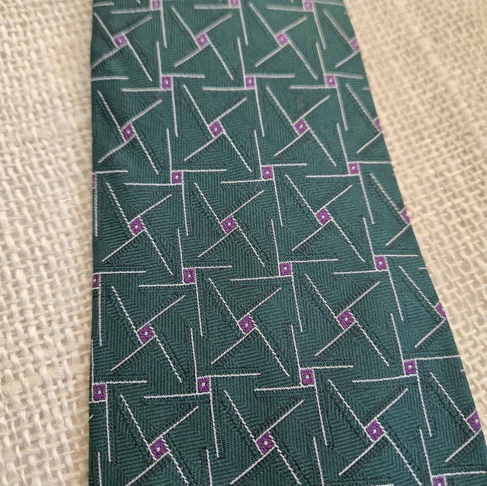 Polo by Ralph Lauren Green Geometric Patterned Tie